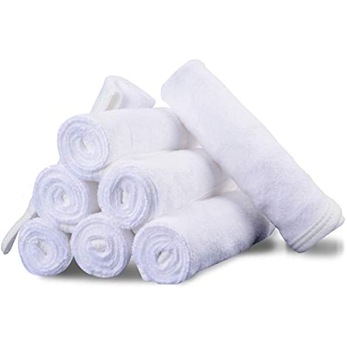 Mars wings MICROFIBER FACE TOWEL FACE CLOTH FACIAL WASH CLEANSING CLOTH MAKEUP REMOVER FOR FACE 8 PACK (12 X 12 INCH) SUPER ABSORBENT QUICK FAST DRYING SOFT ECO-FRIENDLY TOWELS (WHITE) - Image 1
